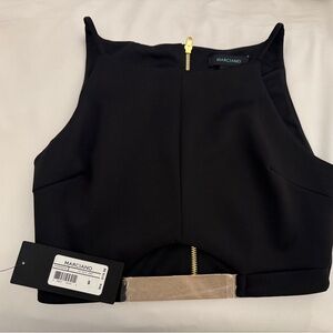 Marciano Black Crop Top with Gold Zipper